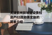 天津蓟州新城建设债权资产02政府债定融的简单介绍