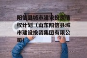 阳信县城市建设投资债权计划（山东阳信县城市建设投资集团有限公司）