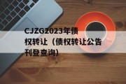 CJZG2023年债权转让（债权转让公告刊登查询）