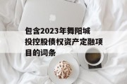 包含2023年舞阳城投控股债权资产定融项目的词条