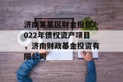 济南某某区财金投资2022年债权资产项目，济南财政基金投资有限公司