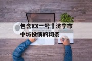 包含XX一号•济宁市中城投债的词条