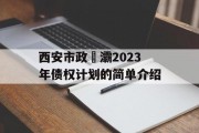 西安市政浐灞2023年债权计划的简单介绍