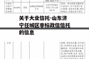 关于大业信托-山东济宁任城区非标政信信托的信息