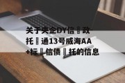 关于央企DY信‮政-托‬通13号威海AA+标‮信债‬托的信息