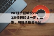 WF经济区城投2023年债权转让一期，二期，城投债投资平台