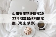 山东枣庄物环债权2023年收益权政府债定融（枣庄 债券）