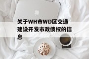 关于WH市WD区交通建设开发市政债权的信息