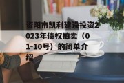 资阳市凯利建设投资2023年债权拍卖（01-10号）的简单介绍