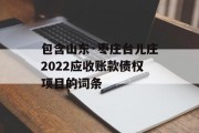 包含山东·枣庄台儿庄2022应收账款债权项目的词条