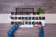 包含2023年广西柳州市城市投资建设发展债权转让项目的词条