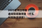 2023老河口市融‬通交投定融项目（什么叫投融资项目）