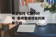 央企信托-汇融300号·泰州姜堰项目的简单介绍