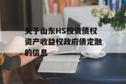 关于山东HS投资债权资产收益权政府债定融的信息