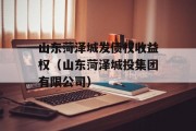 山东菏泽城发债权收益权（山东菏泽城投集团有限公司）