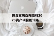 包含重庆酉阳债权2023资产项目的词条