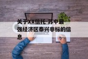 关于XX信托-苏中最强经济区泰兴非标的信息