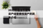 2023年临清市国有资产经营债权资产的简单介绍