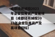 成都经开城投2023年企业信用资产交易项目（成都经开城投2023年企业信用资产交易项目招标）