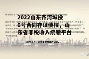 2022山东齐河城投6号合同存证债权，山东省非税收入统缴平台