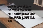 政府债-彭水城投2023年直接定向融资计划（彭水县城市建设投资有限责任公司是国企吗）