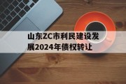 山东ZC市利民建设发展2024年债权转让