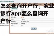 怎么查询开户行，农业银行app怎么查询开户行