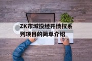 ZK市城投经开债权系列项目的简单介绍