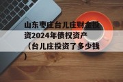 山东枣庄台儿庄财金投资2024年债权资产（台儿庄投资了多少钱）