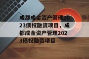 成都成金资产管理2023债权融资项目，成都成金资产管理2023债权融资项目