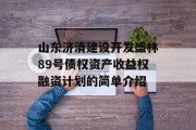 山东济清建设开发盛林89号债权资产收益权融资计划的简单介绍