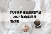 齐河城乡建设债权产品，2023年山东项目发改委