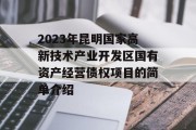 2023年昆明国家高新技术产业开发区国有资产经营债权项目的简单介绍