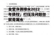 金堂净源排水2022年债权，打压没问题但就是漏水