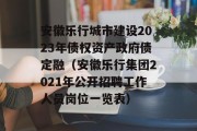 安徽乐行城市建设2023年债权资产政府债定融（安徽乐行集团2021年公开招聘工作人员岗位一览表）