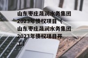 山东枣庄晟润水务集团2023年债权项目（山东枣庄晟润水务集团2023年债权项目开工）