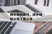 阆中城投债权，阆中城投公司下属公司