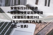 安徽乐行2023应收账款债权凭证流转项目（安徽乐行集团2021年公开招聘工作人员岗位一览表）