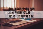 山东济南天桥财金市政2023年债权转让计划3号（济南有几个区）