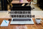 河南洛阳偃师国有资产2023债权融资计划（偃师市国资公司总经理）