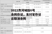 2022齐河城投6号合同存证，支付宝存证云取消合同