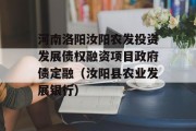 河南洛阳汝阳农发投资发展债权融资项目政府债定融（汝阳县农业发展银行）