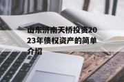 山东济南天桥投资2023年债权资产的简单介绍