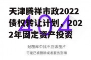 天津腾祥市政2022债权转让计划，2022年固定资产投资