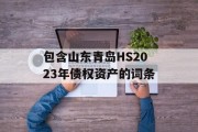 包含山东青岛HS2023年债权资产的词条