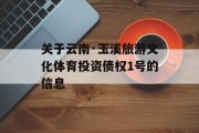 关于云南·玉溪旅游文化体育投资债权1号的信息