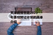 天津腾祥市政2023年债权转让计划的简单介绍