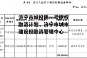 济宁市城投债一号债权融资计划，济宁市城市建设投融资管理中心