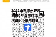 2022山东德州齐河城投6号合同存证，齐河县gdp德州排名