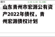 山东青州市宏源公有资产2022年债权，青州宏源债权计划